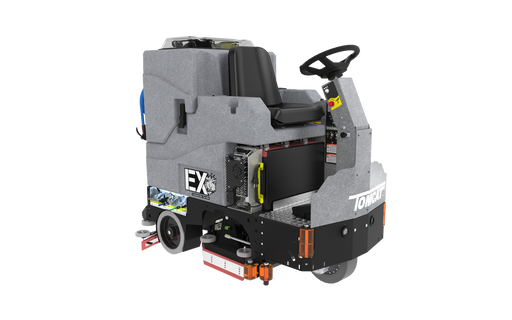 Tomcat's EX Rider Floor Scrubber Dryer is known for its simple design and durable construction, offering unmatched value for the customer. The EX Floor Scrubber Dryer comes equipped with a powerful front-wheel drive for climbing ramps and max operator ease.