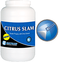 Citrus Slam is a high powered D-limonene infused prespray that breaks down soil & grease quickly and easily, delivering amazing results in a variety of applications.