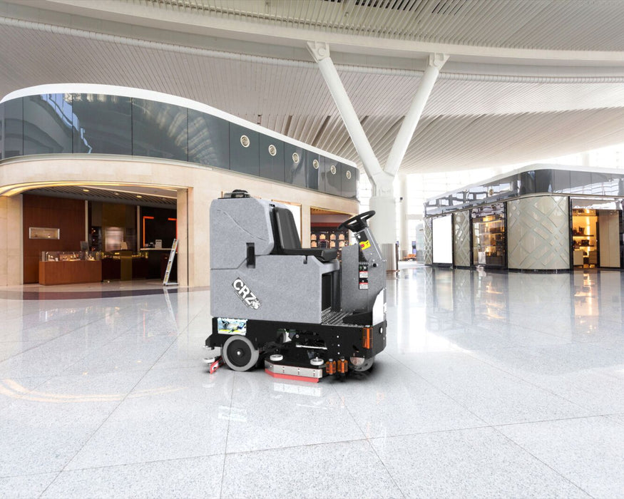 Tomcat's CRZ Rider Floor Scrubber Dryer is known for its simple design and durable construction, offering unmatched value for the customer. The CRZ Floor Scrubber Sweeper comes equipped with a powerful front-wheel drive for climbing ramps and max operator ease.