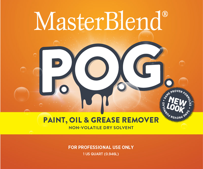  POG Paint Oil & Grease Remover is for removing difficult solvent soluble stains like paint, oil, grease, gum, ink, tar, asphalt, wax, shoe polish, nail polish, etc.   